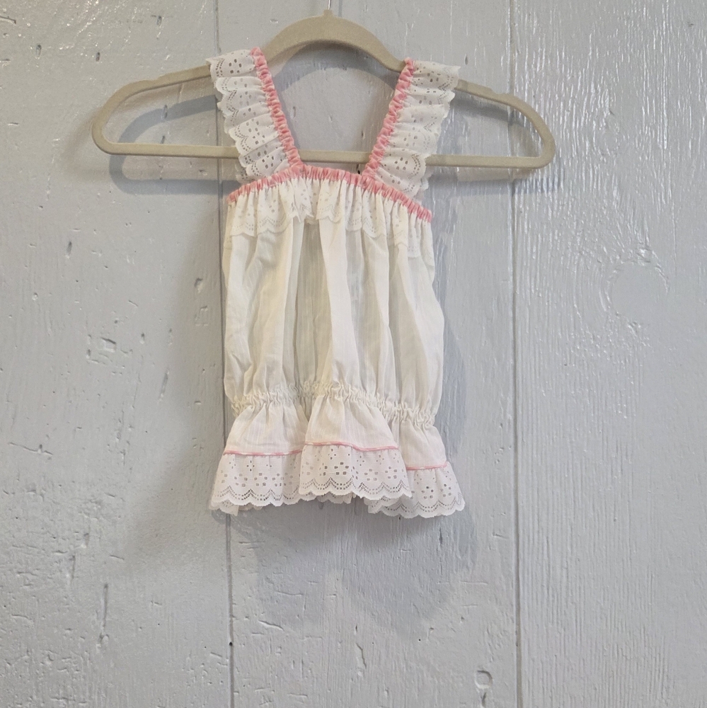 Vintage Union Made Girls Lace Trim Tank Top